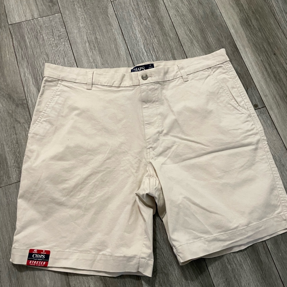 Chaps Stretch New Stone Flat Front Chino Shorts Golf Sports Leisure New 40/9